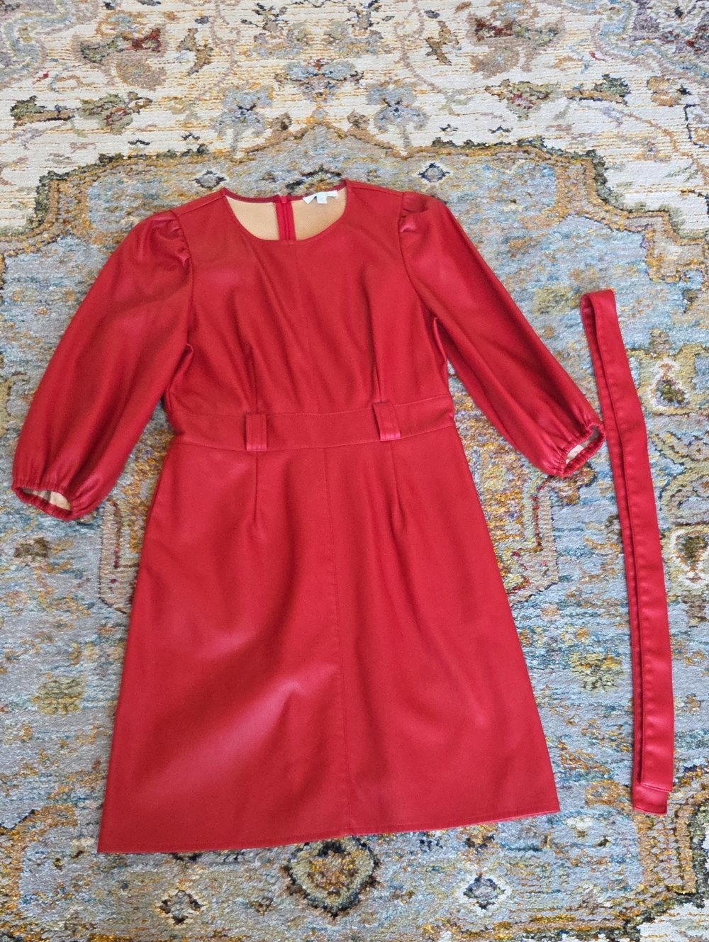 Jade Red Faux Leather Dress